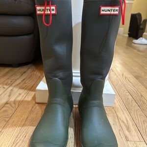 Hunter Original Tour Neoprene Tall Rain Boots – Green – Women’s US 8